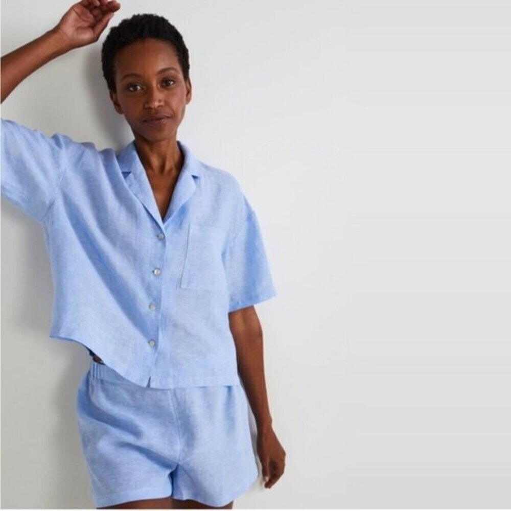 MONOPRIX PREMIUM CELESTE LINEN SHORT SIZE S